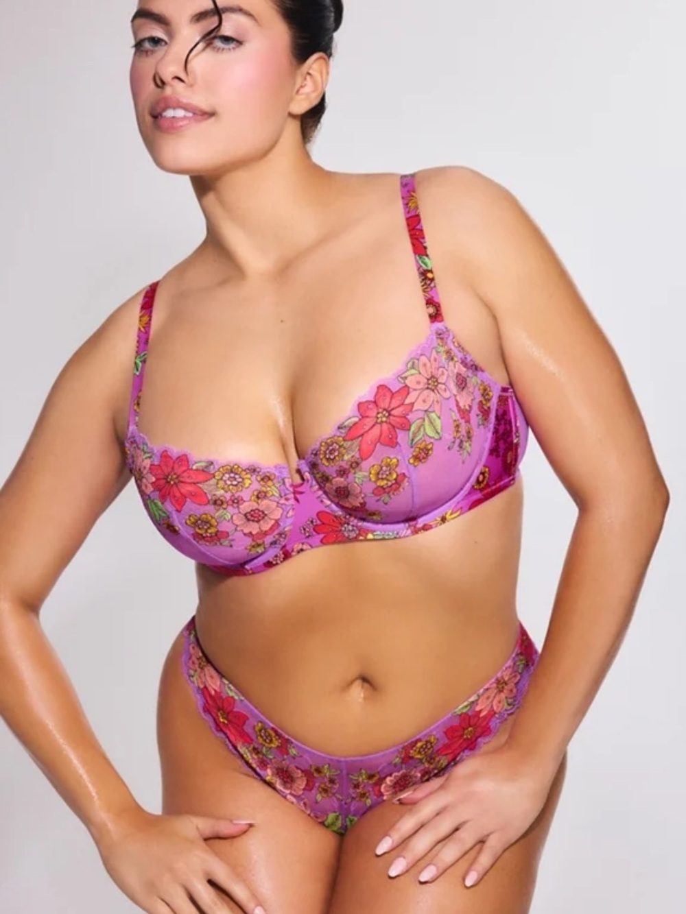 Savage X Fenty Mod Poppy Unlined Lace Balconette Bra Pink Women’s Size 42G